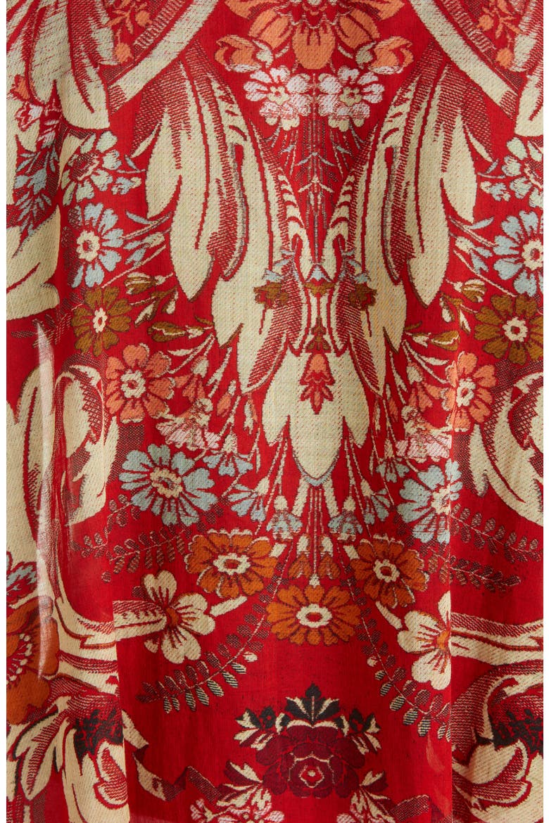 Cartland Floral Cotton Caftan, Alternate, color, RED