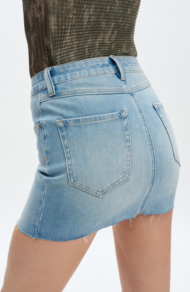 Bayeas Elowen High Waist Raw Hem Denim Skirt, Alternate, color, 