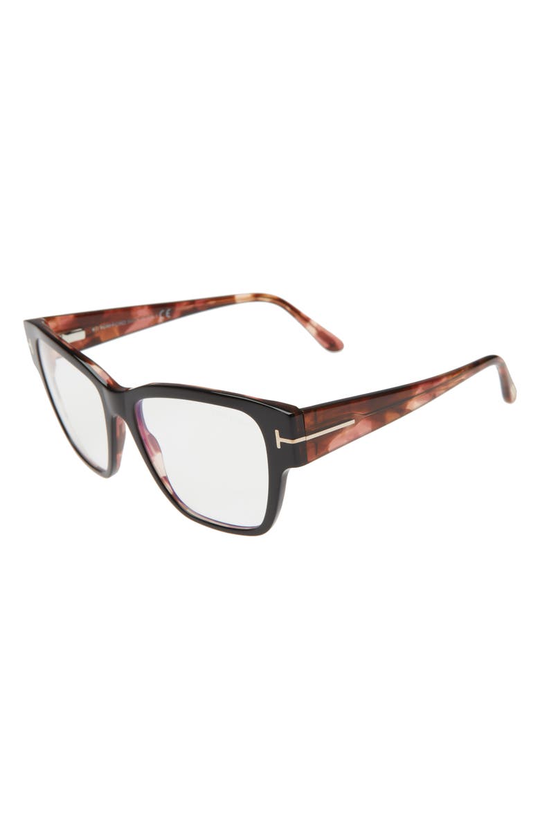 TOM FORD 54mm Square Blue Light Blocking Reading Glasses, Alternate, color, Black/Other
