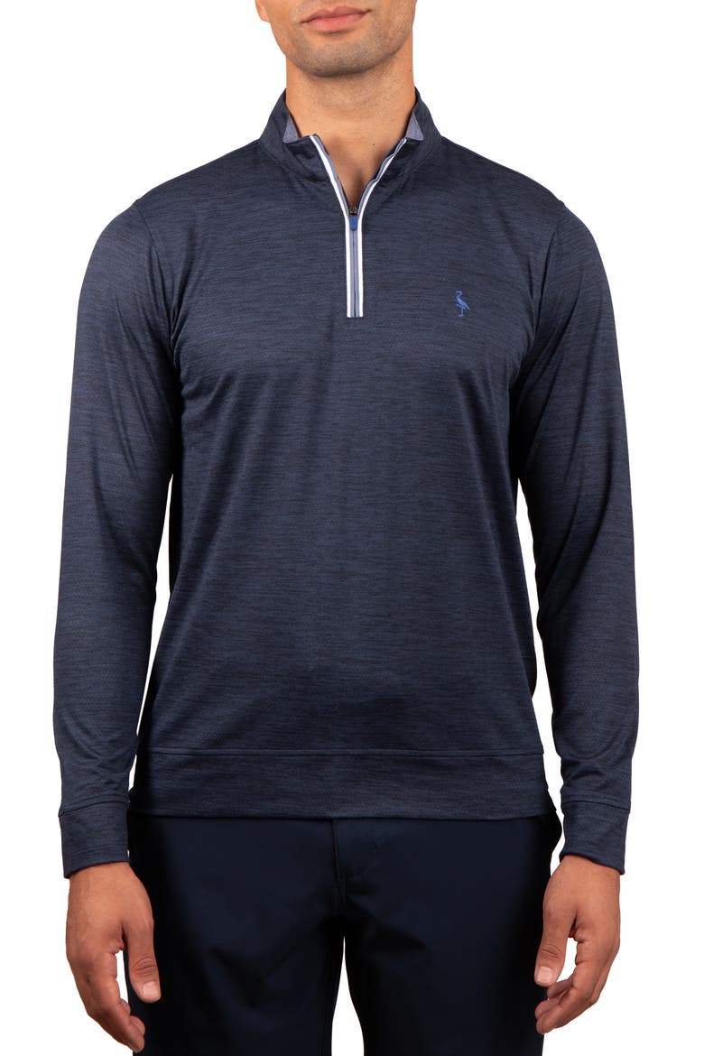 Solid Mesh Quarter Zip Sweater, Main, color, NAVY