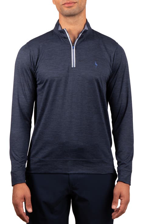 Solid Mesh Quarter Zip Sweater