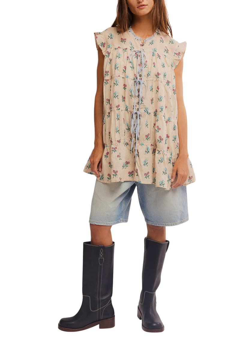 Free People Sundown Print Tunic Dress, Alternate, color, Ivory Combo