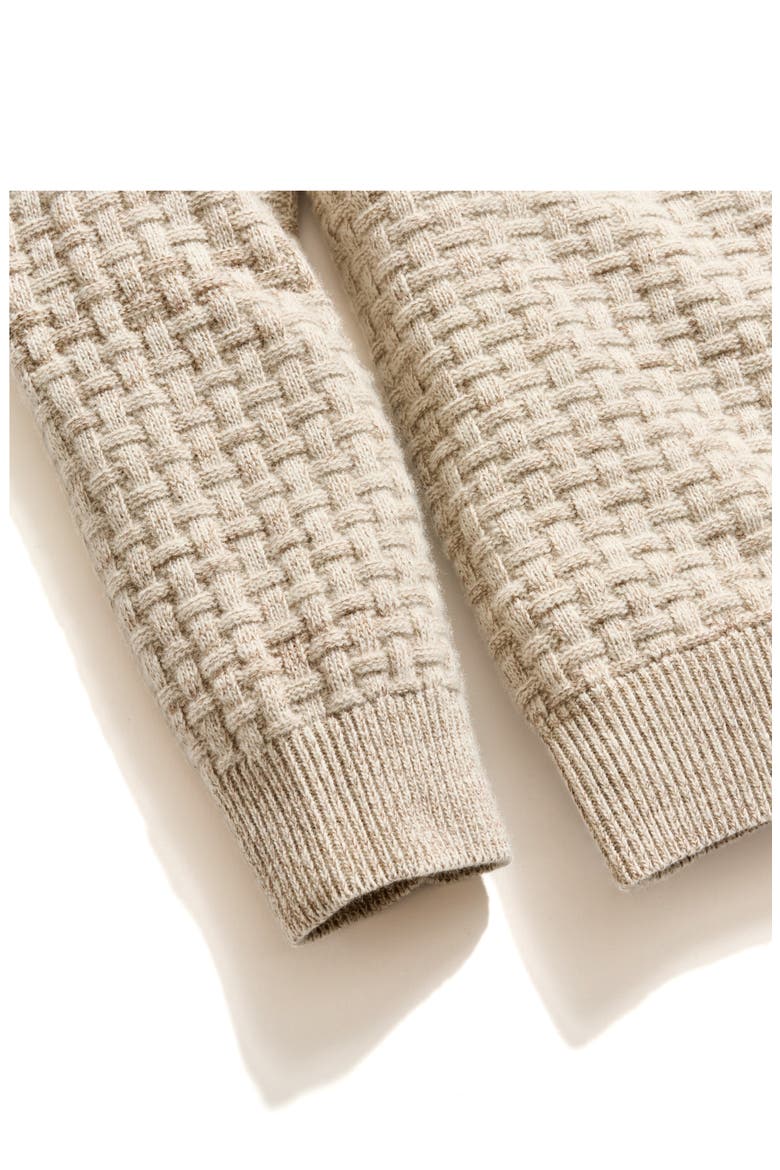 Merino Wool & Cotton Basketweave Half Zip Sweater, Alternate, color, OATMEAL MELANGE
