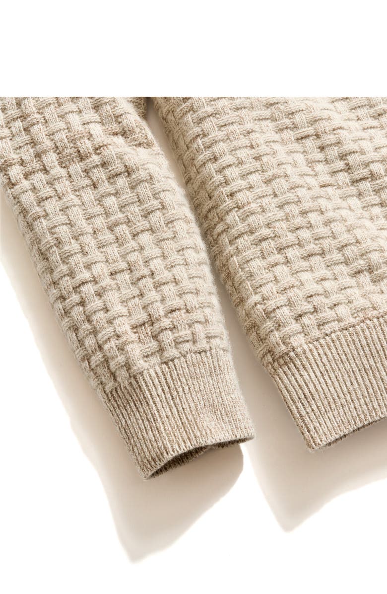 Billy Reid Merino Wool & Cotton Basketweave Half Zip Sweater, Alternate, color, Oatmeal Melange