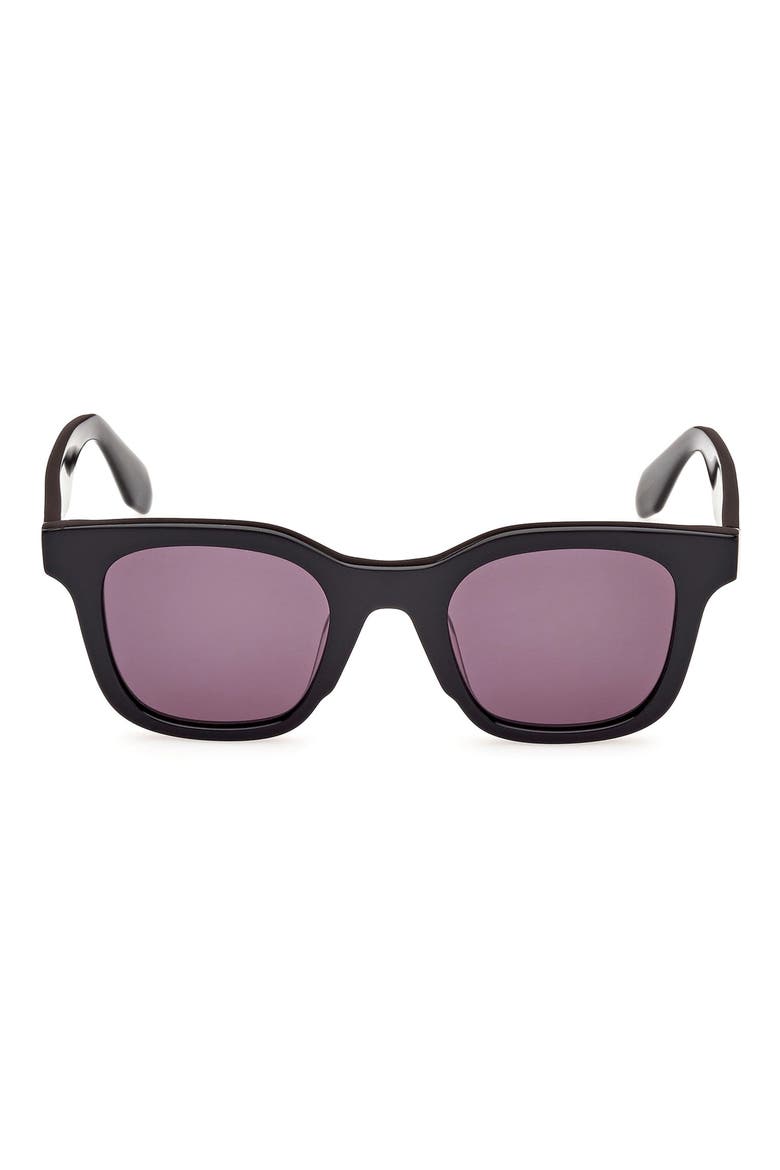 47MM Round Sunglasses, Main, color, SHINY BLACK / SMOKE