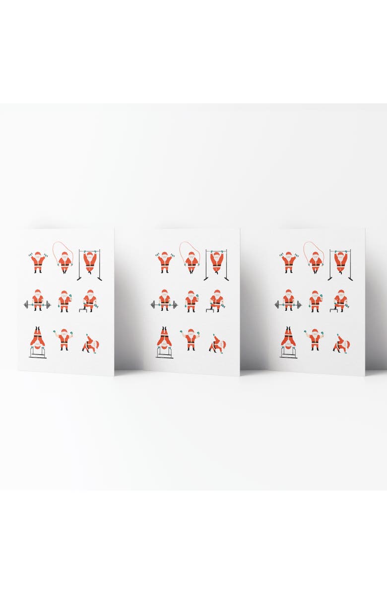 Ramus & Co Holiday Winter Card Pack (3ct) Santa Working Out, Main, color, Multi-Pack