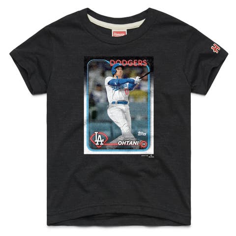 Youth Homage Shohei Ohtani Charcoal Los Angeles Dodgers Topps Baseball Card Tri-Blend T-Shirt