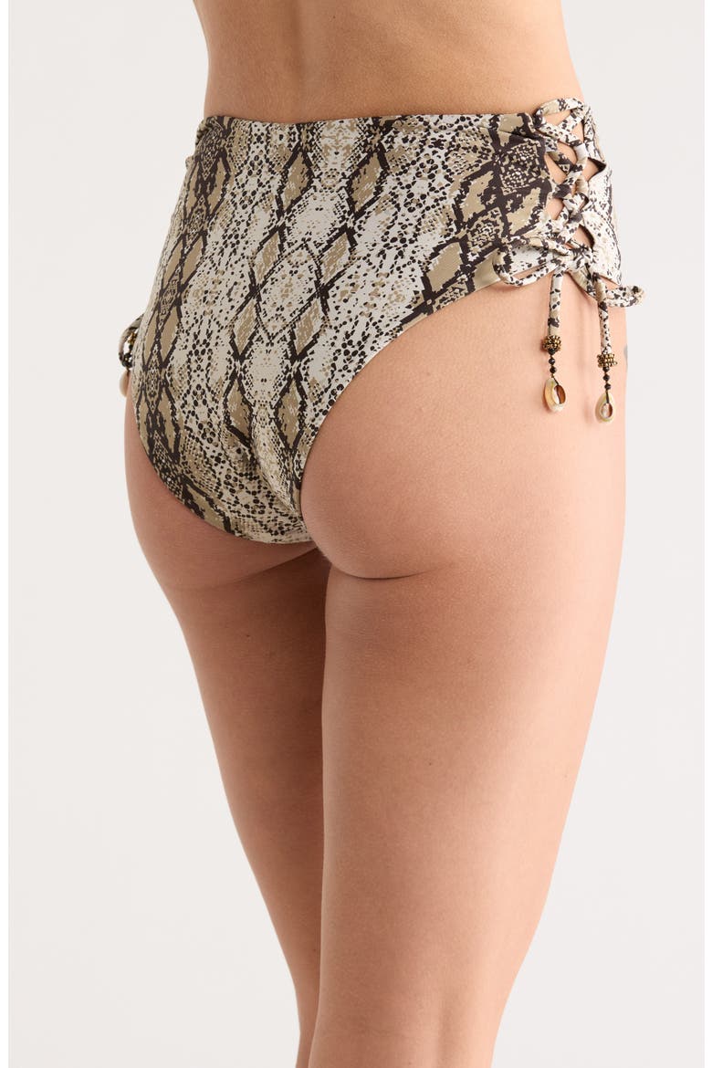 High Waist Bikini Bottoms, Alternate, color, BLACK/ BEIGE