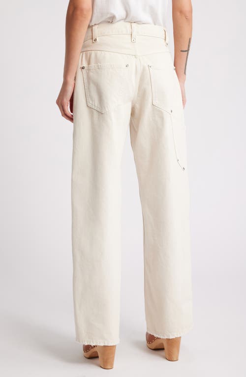 Re/done High Rise Straight Leg Jeans In Distressed Vintage White In Distressed Vintage White