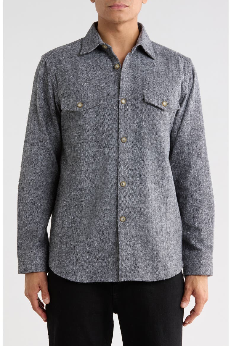 Herringbone Button-Up Shirt, Main, color, CHARCOAL