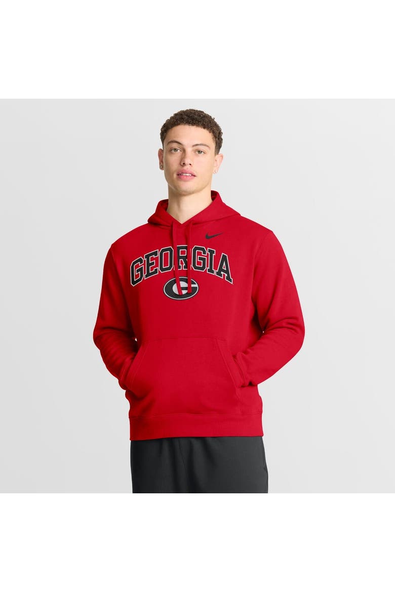 Men's Nike Red Georgia Bulldogs Club Fleece Arch Pullover Hoodie, Main, color, Red