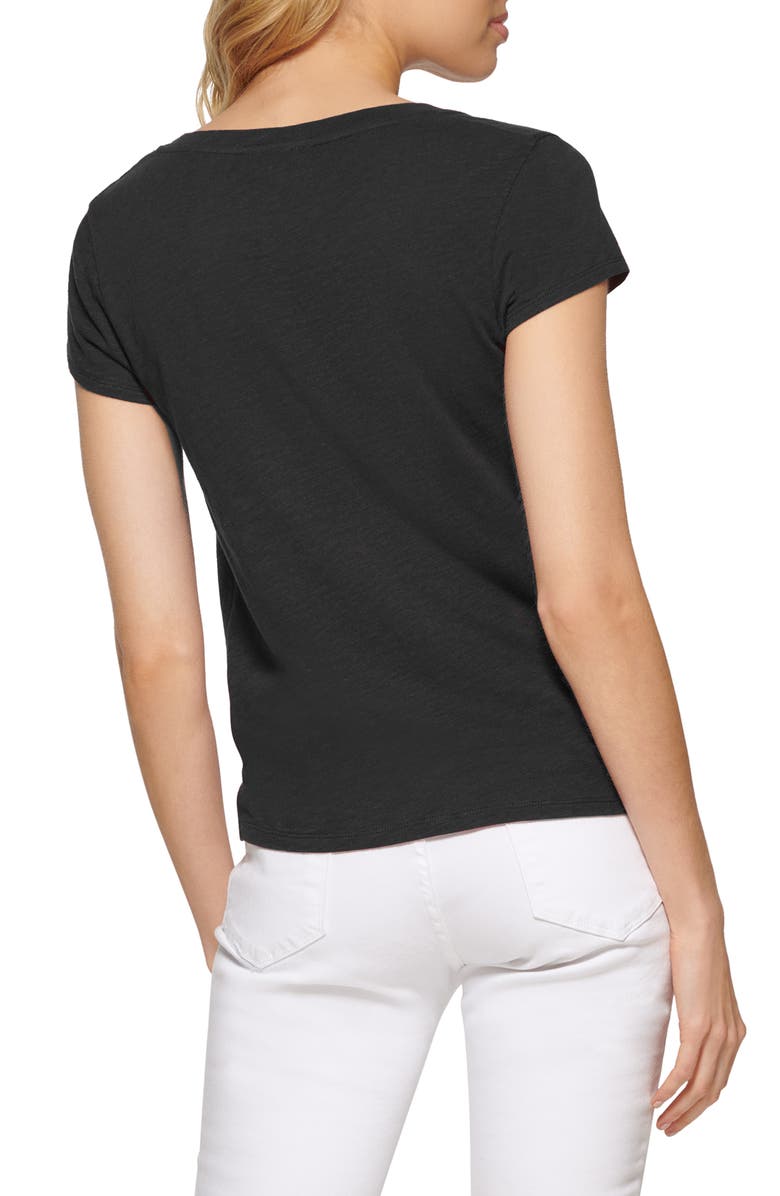 DKNY V-Neck Gather Front T-Shirt, Alternate, color,