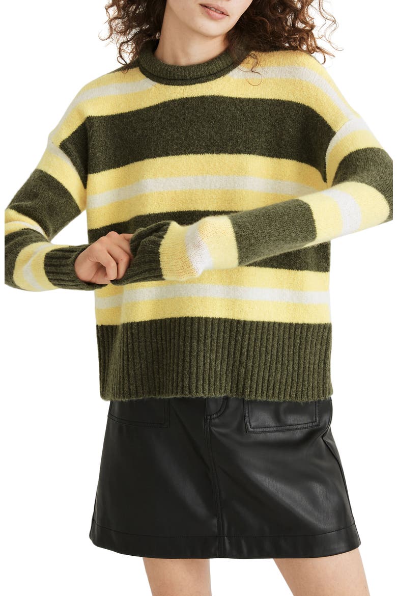 Striped Fulton Pullover Sweater, Main, color, HEATHER GREENGRASS