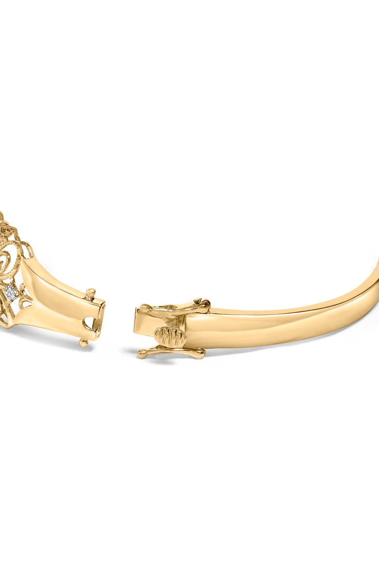 14K Gold 1.00 Cttw Diamond Vintage Inspired Floral Bangle Bracelet, Alternate, color, Yellow