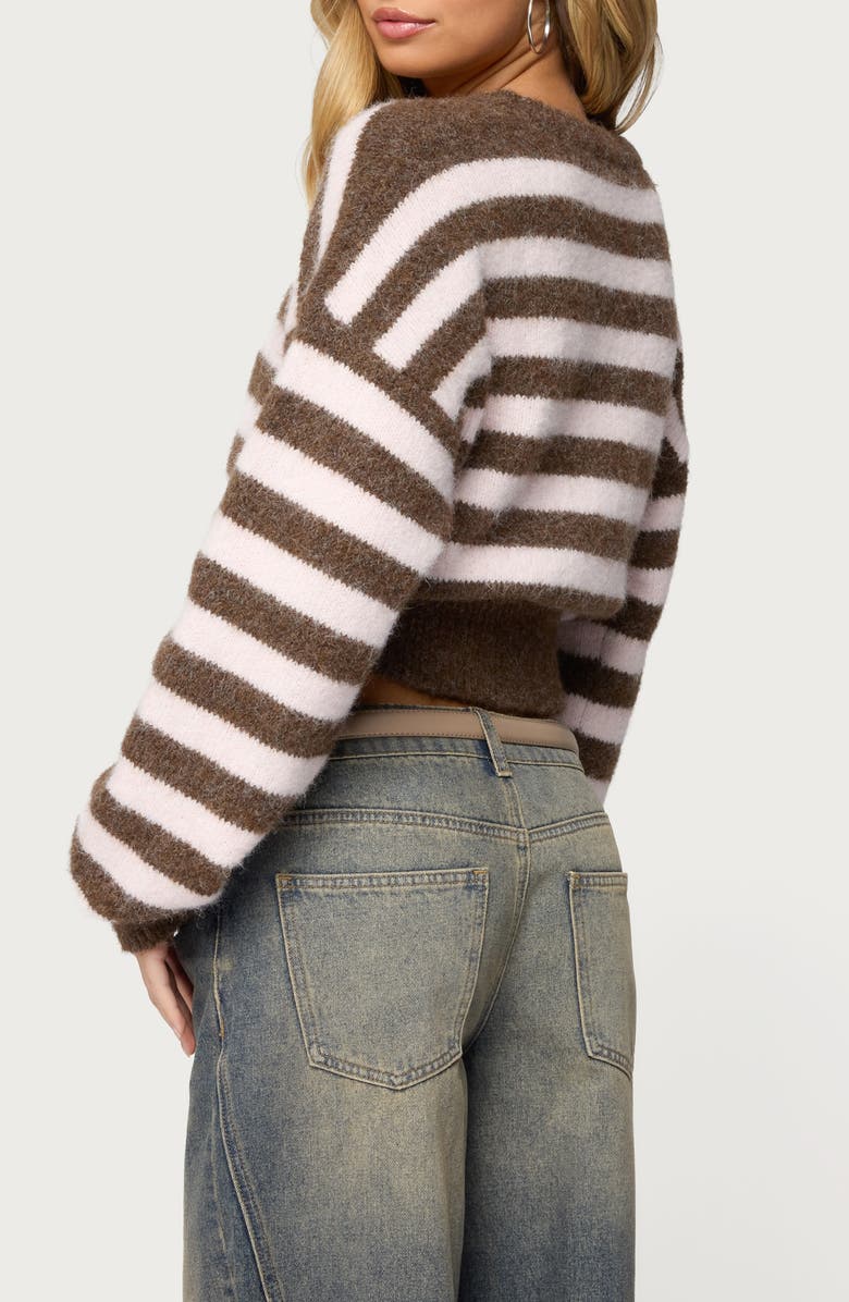 EDIKTED Penelope Fuzzy Stripe Crop Sweater, Alternate, color,