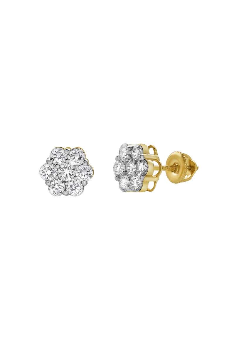 Meadow 14K Yellow Gold Cluster Lab Grown Diamond Unisex Earrings - 1.28 Cts, Main, color, 14K Yellow Gold
