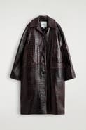 COS Croc-Effect Leather Long Coat