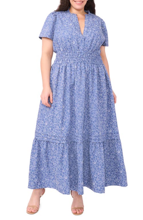 Cece Daisy Chambray Maxi Dress In Blue