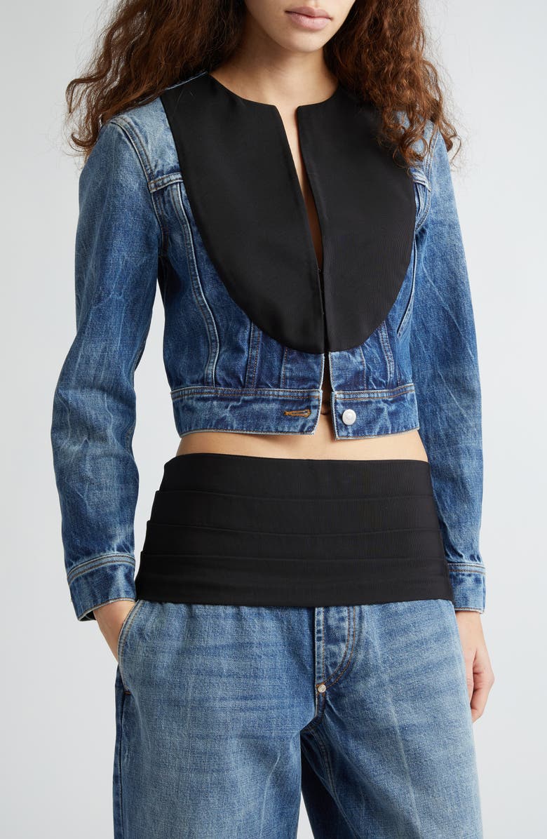 Stella McCartney Tuxedo Panel Denim Jacket, Alternate, color, 