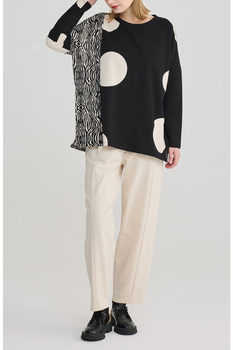 Saga Mixed Printed Top, Alternate, color, Black