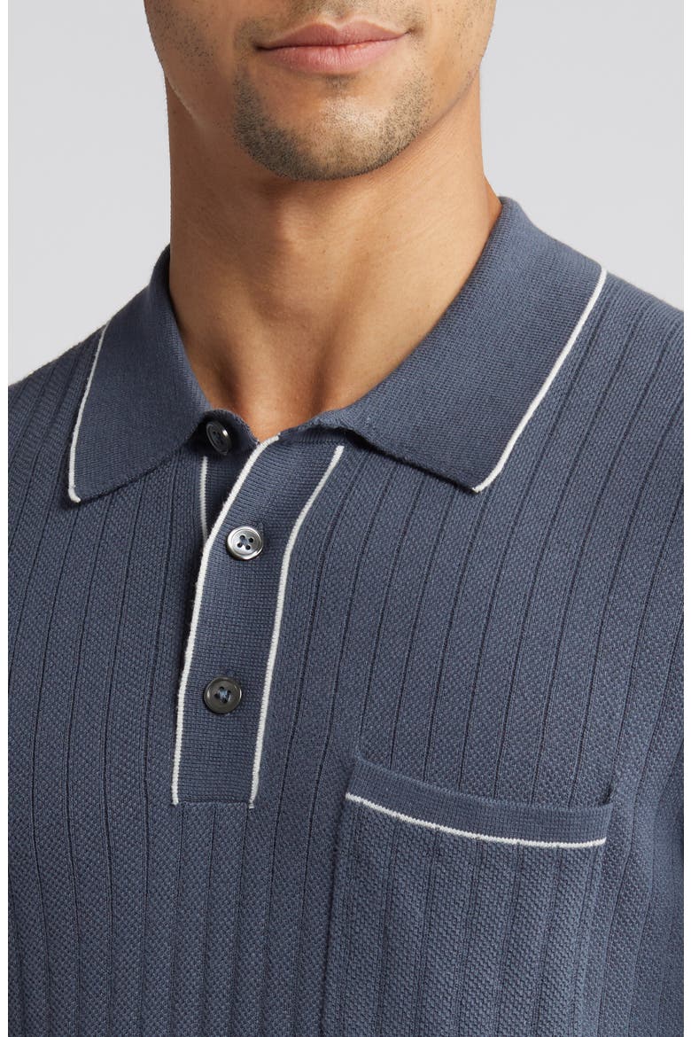Hardy Tipped Short Sleeve Polo Sweater, Alternate, color, FADED NAVY