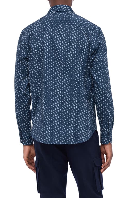 Bugatchi James Ooohcotton® Moon Print Button-up Shirt In Navy