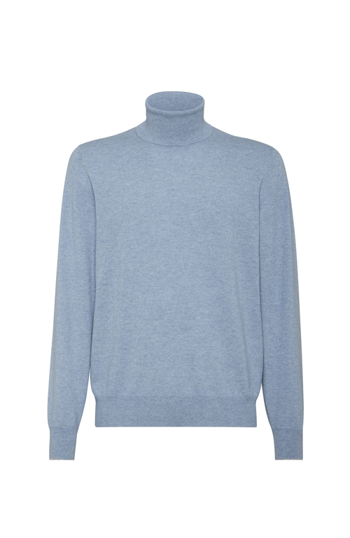 Brunello Cucinelli Cashmere Rollneck Sweater In Blue