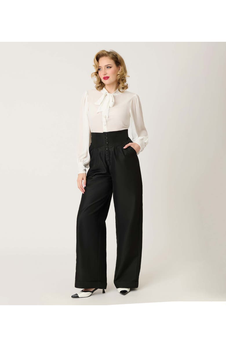 Unique Vintage High Waist Trouser, Main, color, Black Solid
