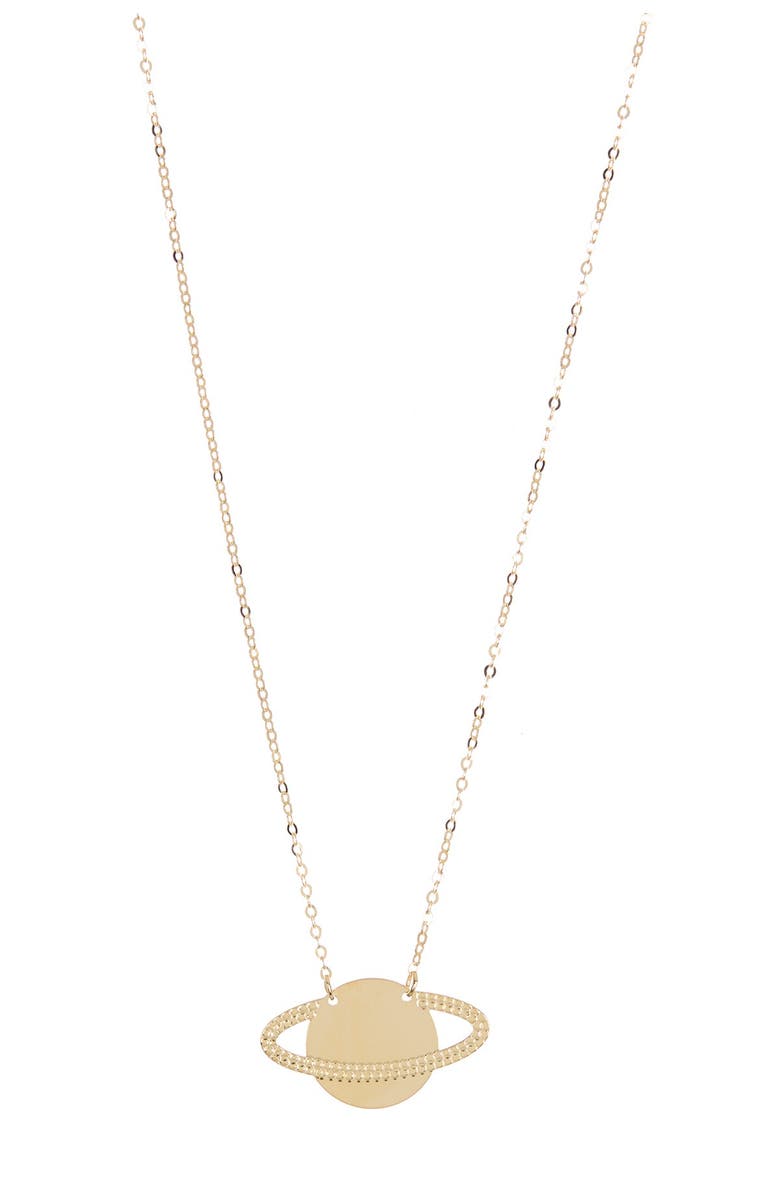 KARAT RUSH 14K Yellow Gold Saturn Pendant Necklace, Main, color, 