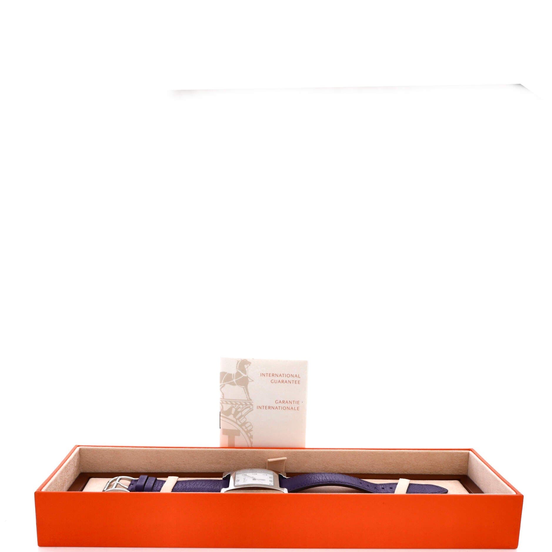 Pre-Owned Hermes Heure H Quartz Watch Stainless Steel and Leather 30, Alternate, color, Purple