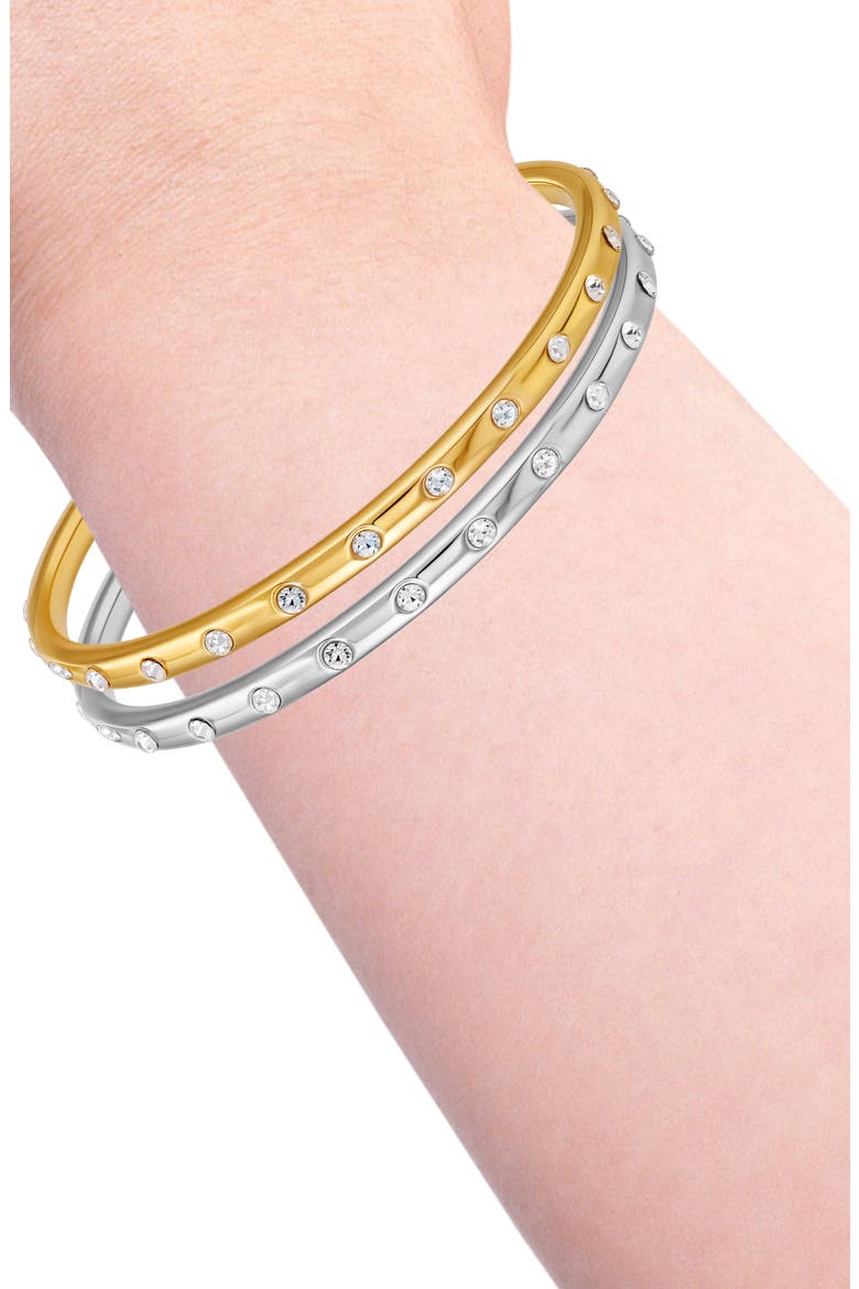 2-Pack Cubic Zirconia Bangle Bracelet, Alternate, color, GOLD TONE