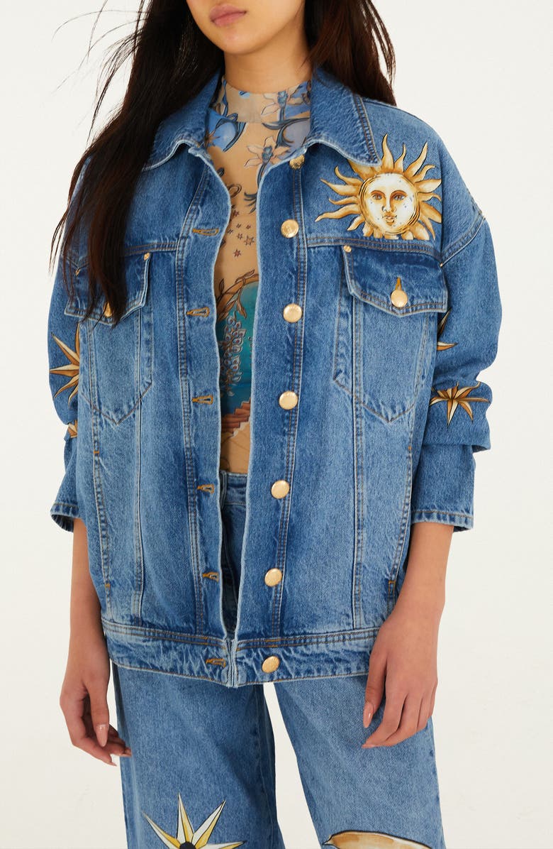 FARM Rio Mistical Denim Jacket, Main, color, Denim