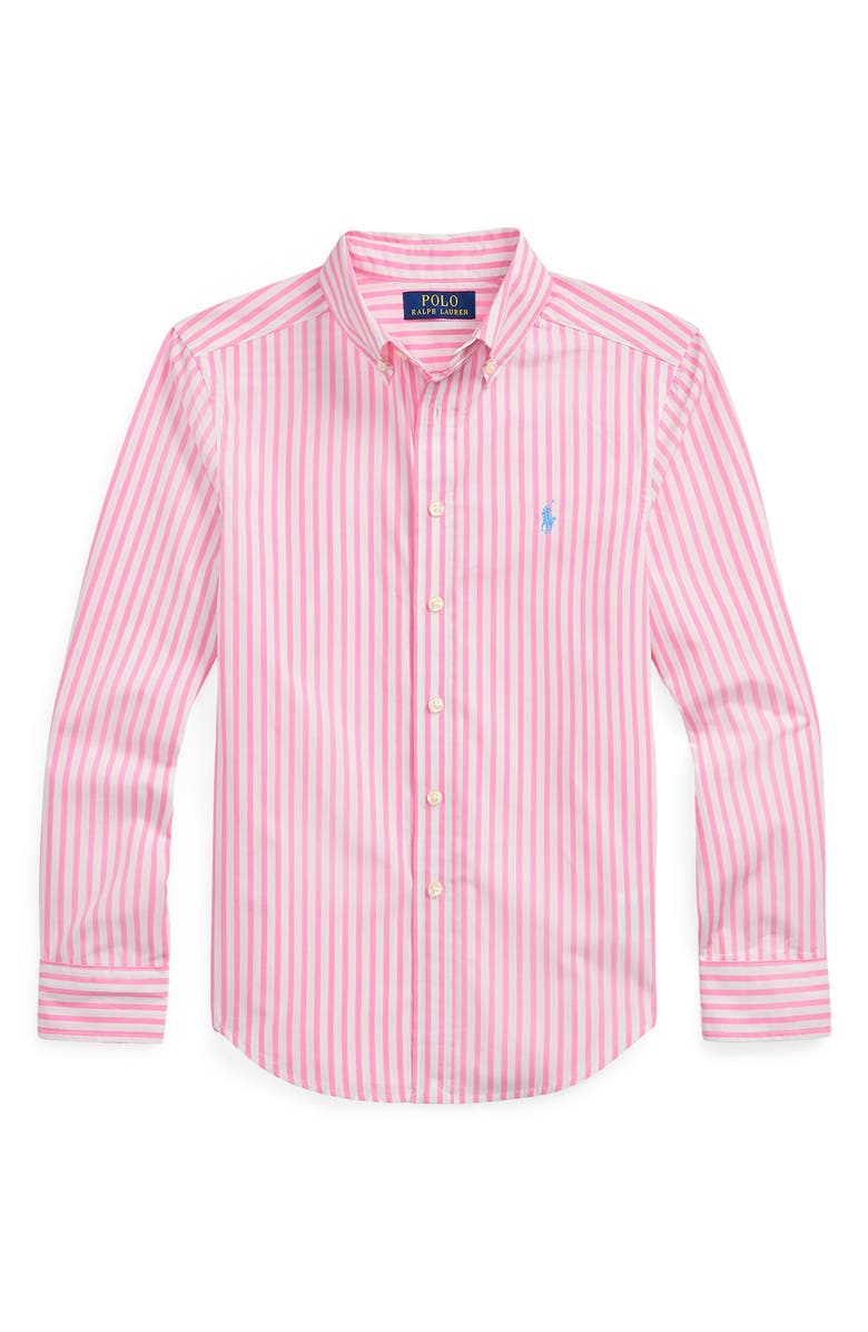 Polo Ralph Lauren Kids' Stripe Cotton Poplin Button-Down Shirt, Main, color, 