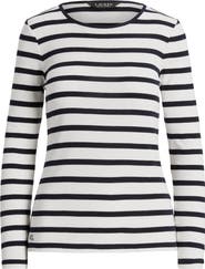 Lauren Ralph Lauren Stripe Cotton Long Sleeve Tee