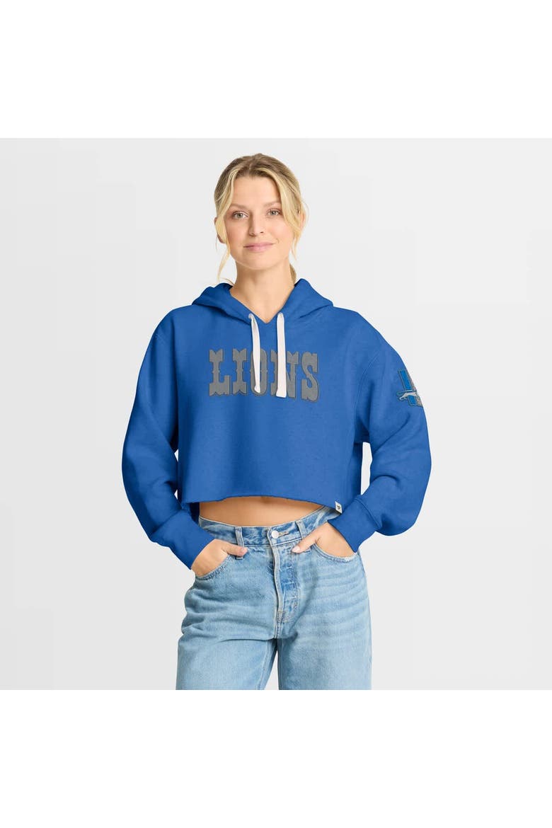 Women's Fanatics Blue Detroit Lions Oversized Hometown Heritage Cropped Hoodie, Main, color, Blue