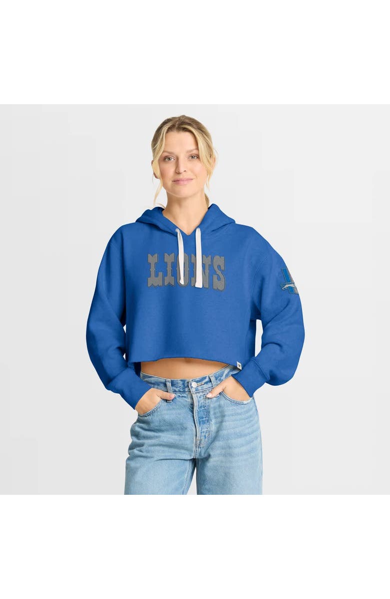 FANATICS Women's Fanatics Blue Detroit Lions Oversized Hometown Heritage Cropped Hoodie, Main, color, Blue