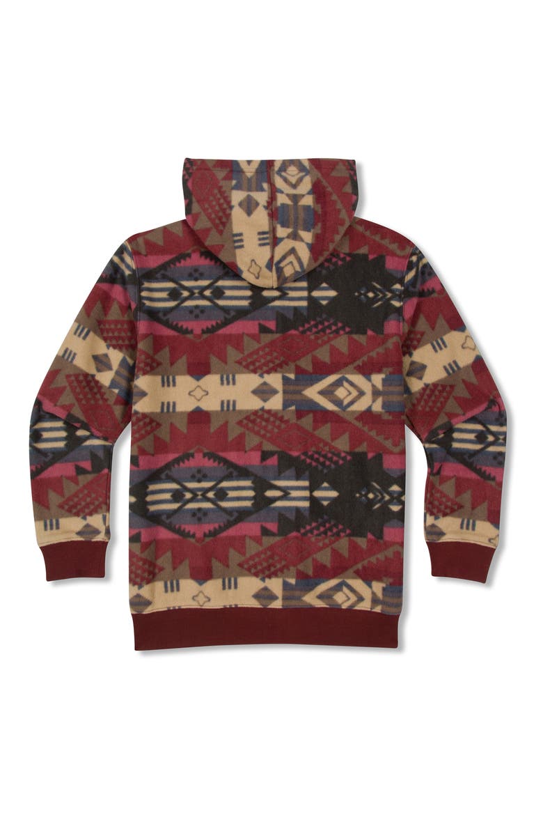 Kids' Print Zip-Up Hooded Fleece Jacket, Alternate, color, ROYAL BURGUNDY