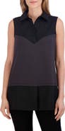 Foxcroft Sasha Mixed Media Sleeveless Layered Shirt
