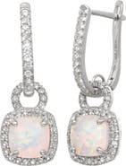 FZN Sterling Silver & Lab-Grown Opal Drop Earrings