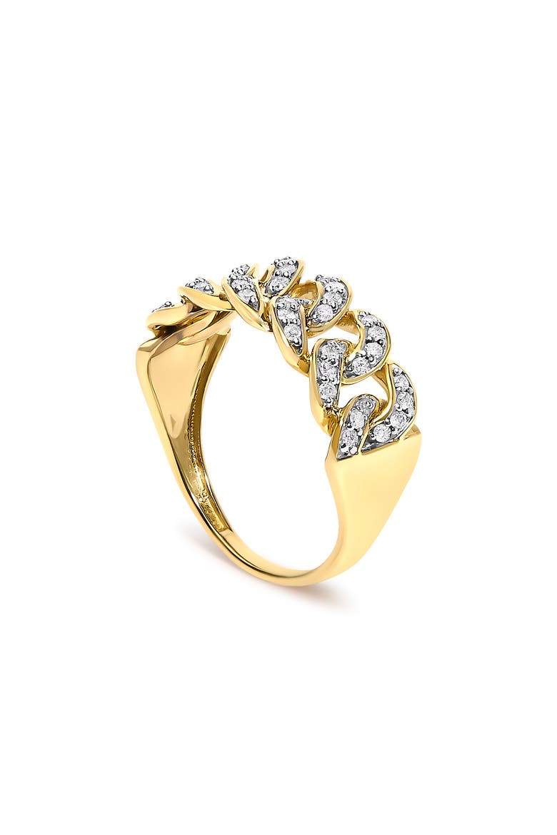 14K Yellow Gold Plated Sterling Silver 1/3 ctw Diamond Curb Link Band Ring, Alternate, color, Yellow Gold over Silver