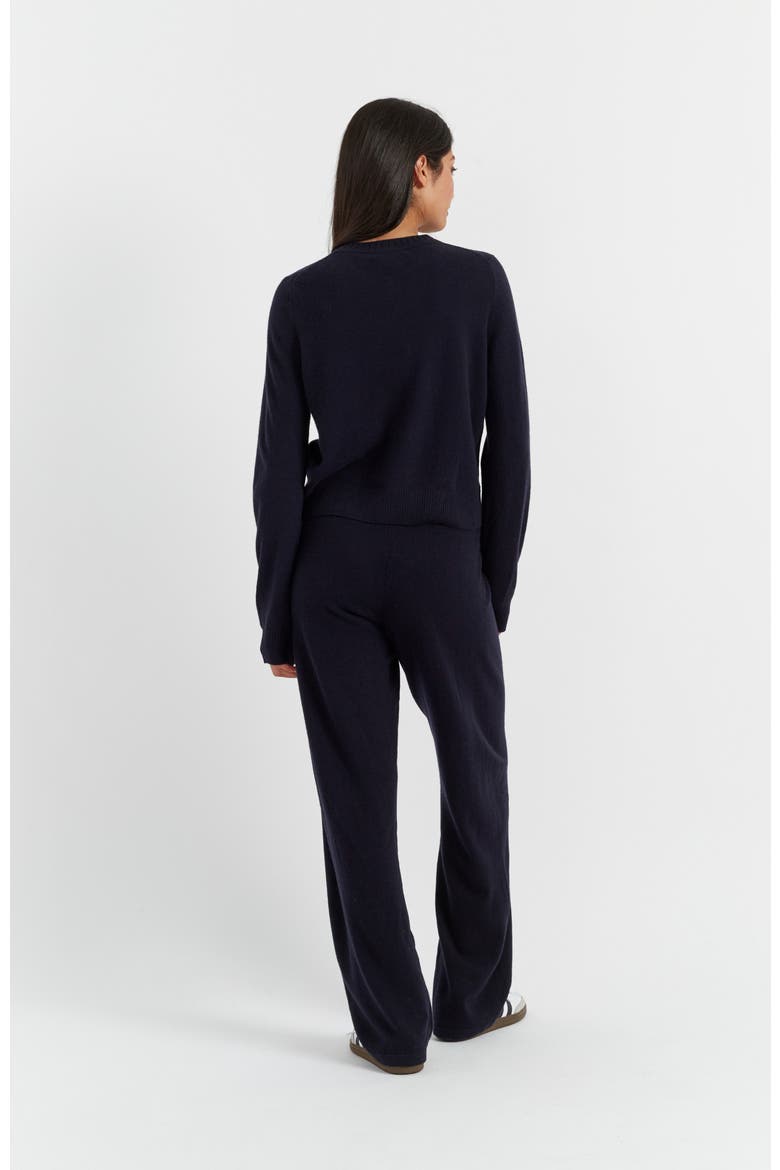 Wool Cashmere Blend Crew Neck Cropped Cardigan, Alternate, color, Black