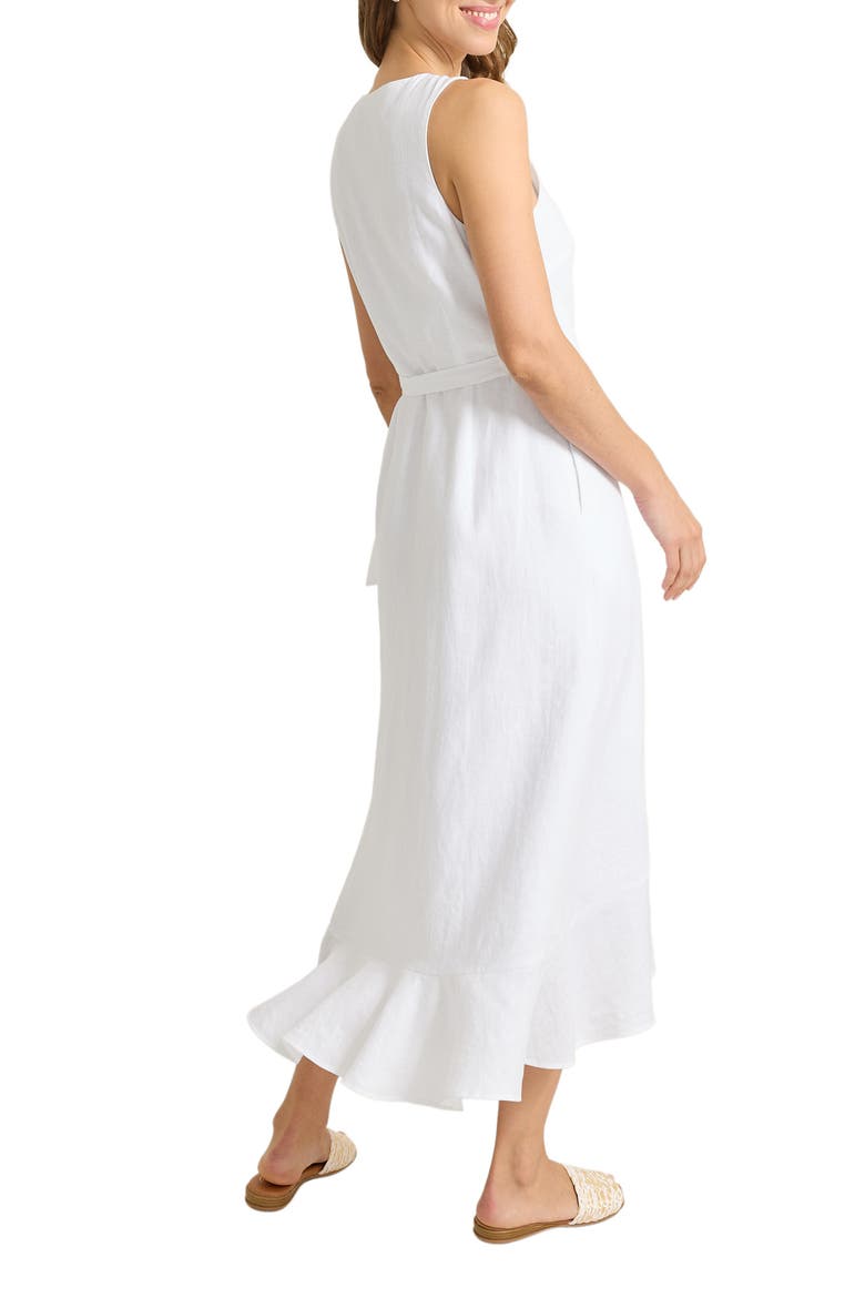 Coastalina Sleeveless Linen Wrap Dress, Alternate, color, WHITE
