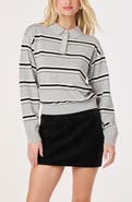 ASTR the Label Stripe Long Sleeve Cotton Polo