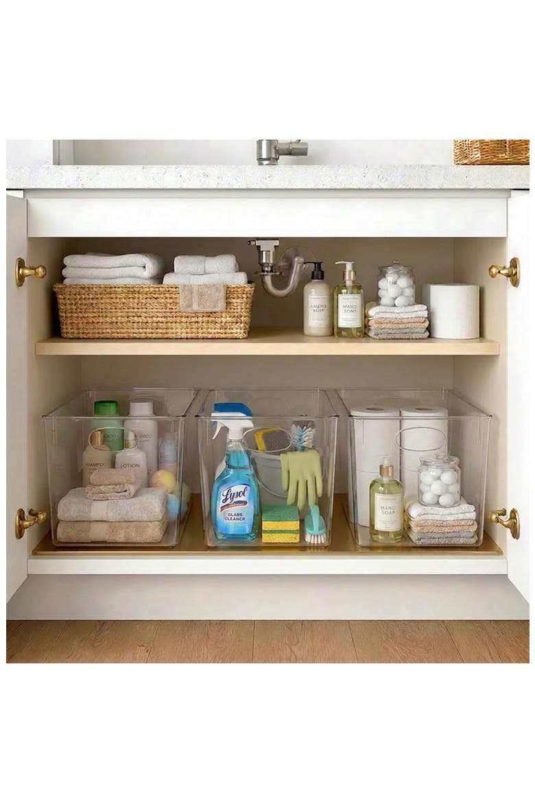 Set of 2 Large Clear Storage Bins, Alternate, color, NO COLOR