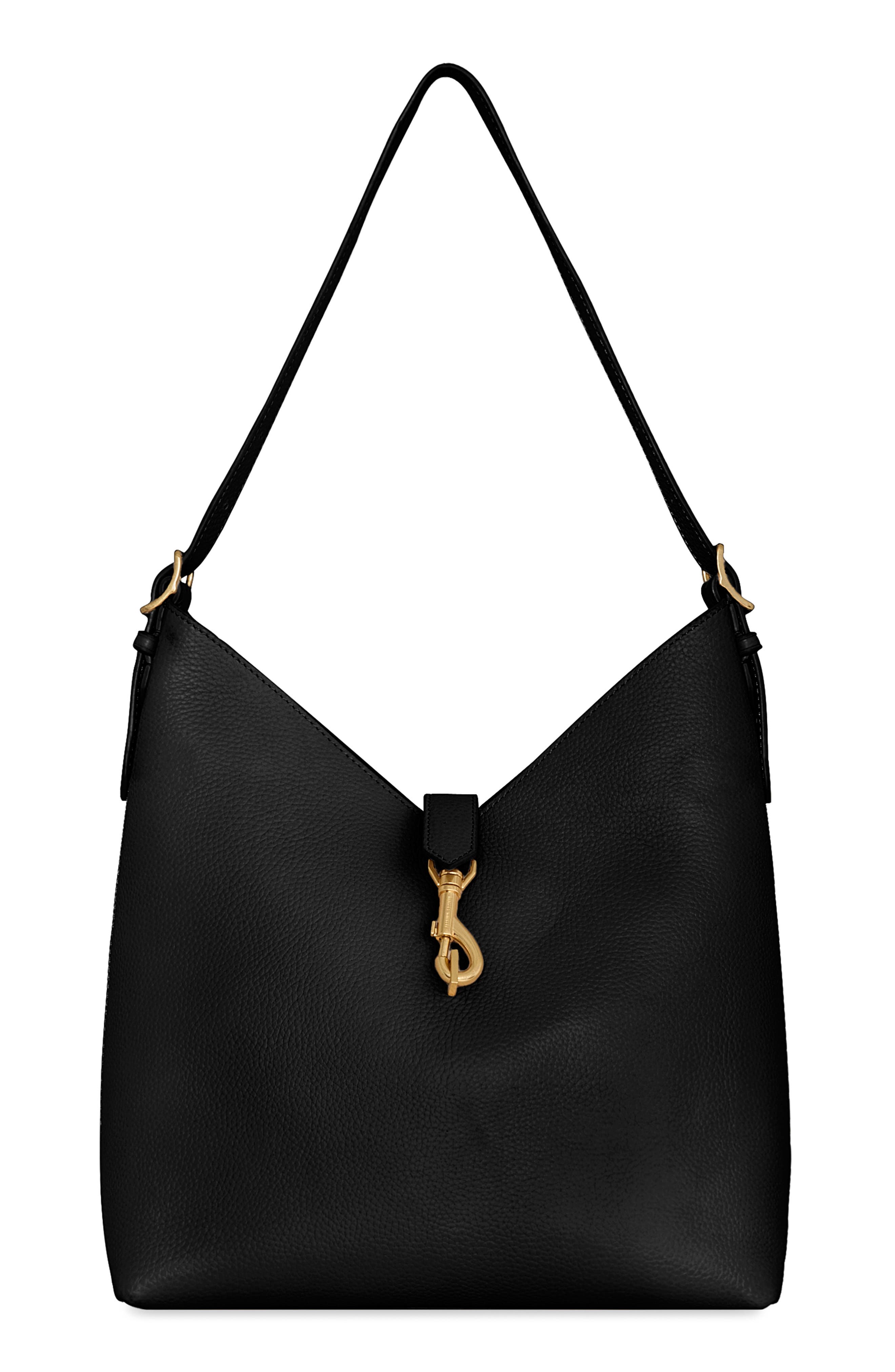 Rebecca Minkoff Mini Megan Leather Hobo Bag, Main, color, Black