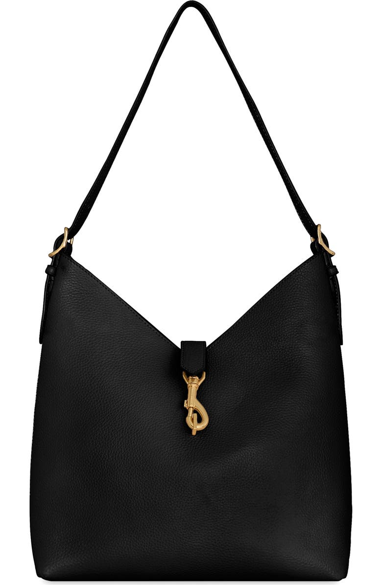 Rebecca Minkoff Mini Megan Leather Hobo Bag, Main, color, Black