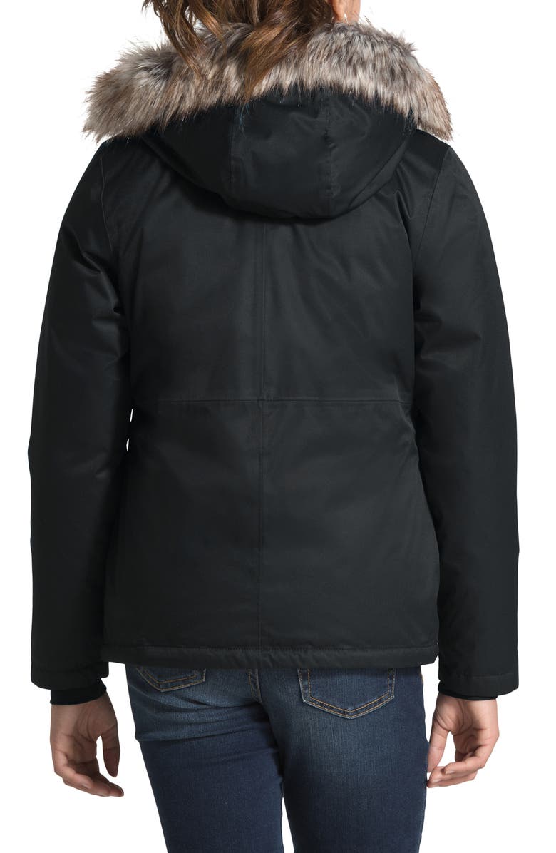 The North Face Greenland Waterproof 550 Fill Power Down Jacket with Faux Fur Trim, Alternate, color, 