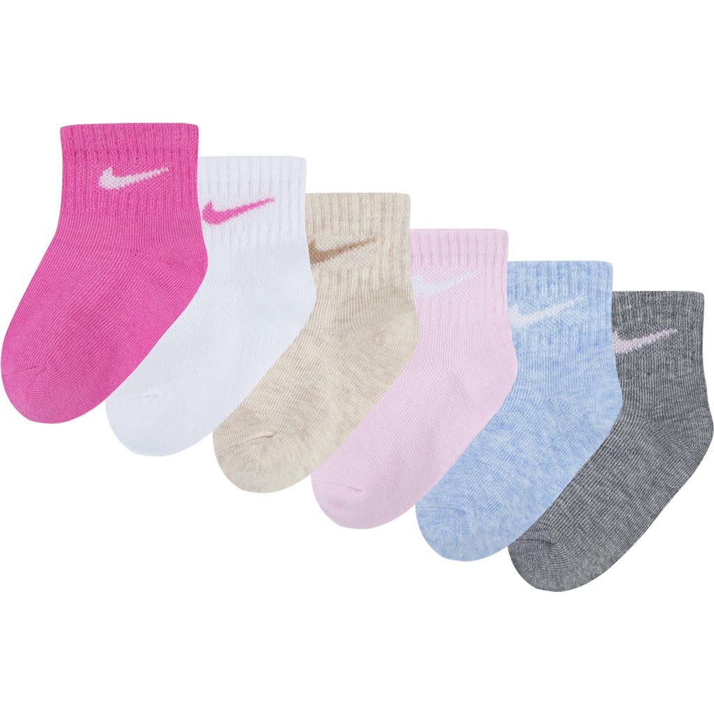 Nike Assorted 6-pack Cotton Blend Socks In Playful Pink