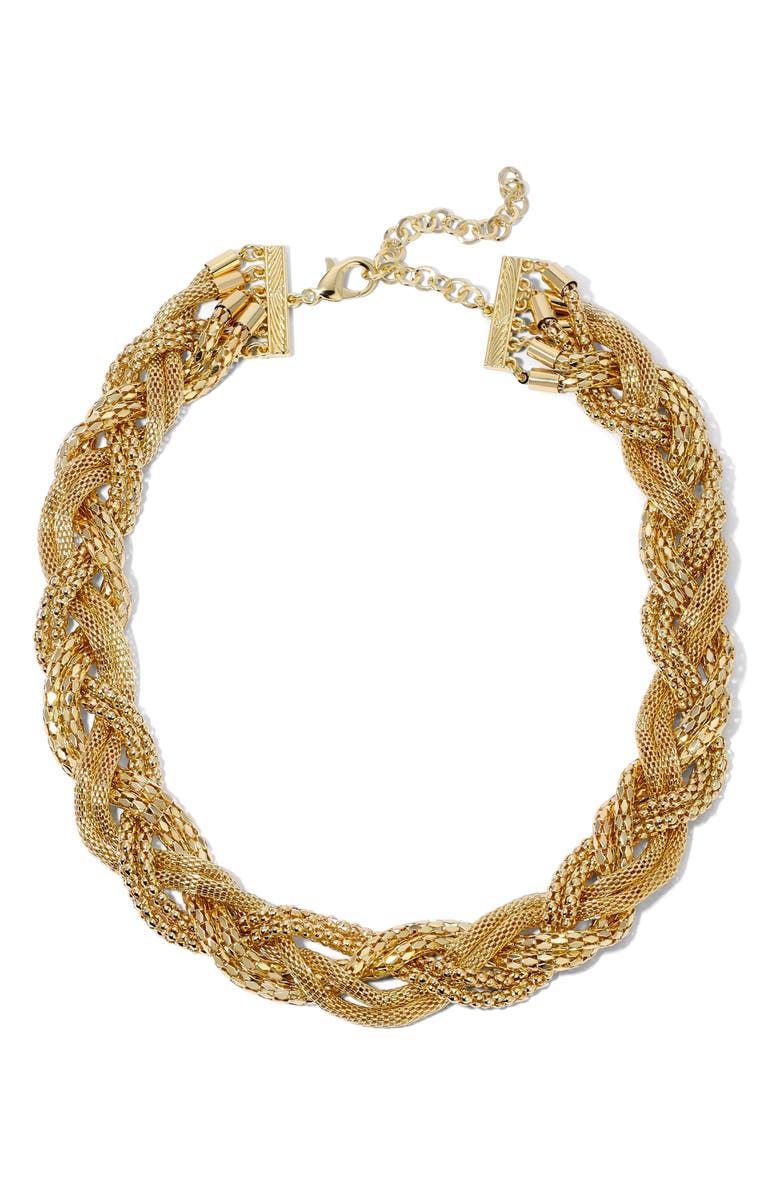 EYE CANDY LOS ANGELES Alba Link Knot Collar Necklace, Main, color, Gold