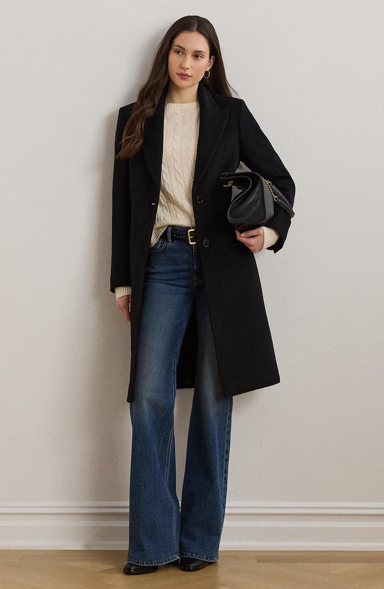 Wool Blend Reefer Coat